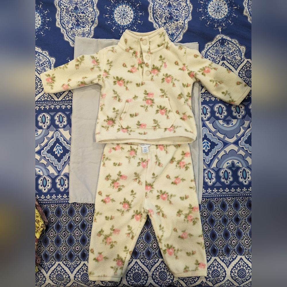 EUC Ralph Lauren Floral Fleece Set 9M